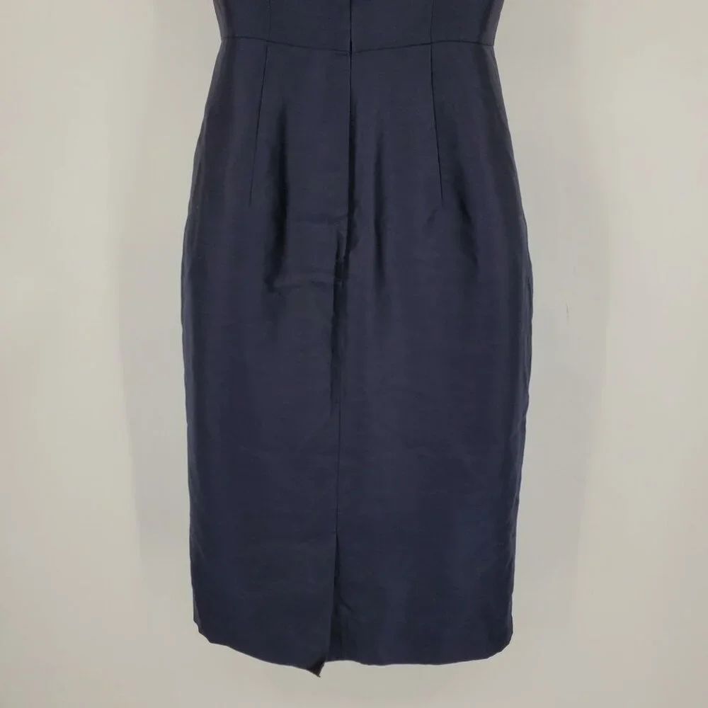 Tory Burch Navy‎ Lily Preppy Silk Quiet Luxury Fit & Flare Square Neck Dress 0